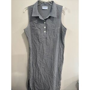 Pellini Plus 1X Black White Gingham Check‎ Sleeveless Dress With Collar